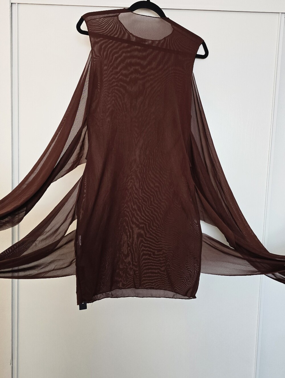 Solado - (NWT) Brown Mesh Cross-Tie Sheer Sleeveless Dress